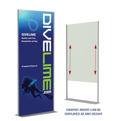 36x96 Silver Poster Board Floor Display Holds Rigid Mounted Graphics up to 1/2" MAX Thickness