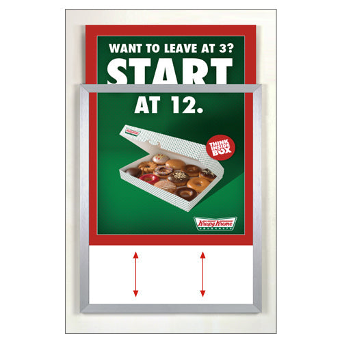 TOP LOADER SIGN FRAME 10" x 20" WITH 1" WIDE MAT BOARD (SHOWN IN SILVER WITH RED MAT BOARD)