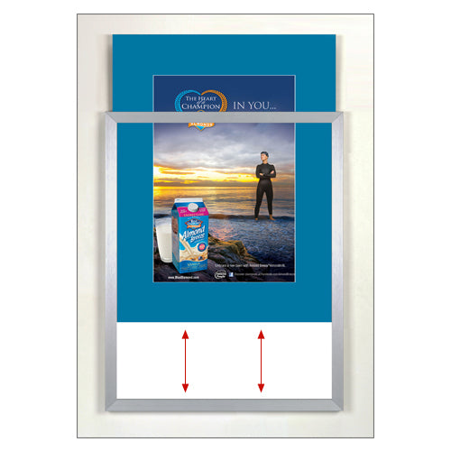 TOP LOADER SIGN FRAME 30" x 36" WITH 4" WIDE MAT BOARD (SHOWN IN SILVER WITH BLUE MAT BOARD)