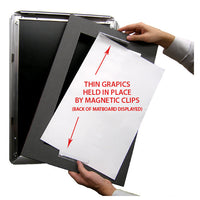 MAGNETIC CLAMPS ON BACK of 3" MATBOARD HOLD 12" x 18" POSTERS IN SNAP FRAME