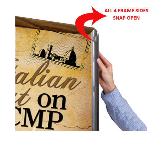 SNAP OPEN all 4 WOOD FRAME SIDES for EASY 42x42 POSTER CHANGES