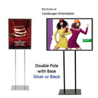Double Pole Poster Floor Stand 22x34 Sign Holder with SECURITY SCREWS on Snap Frame 1 1/4" Wide