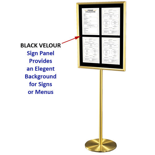 Black Velour 22x28 Sign Panel Provides an Elegent Background for Signs or Menus