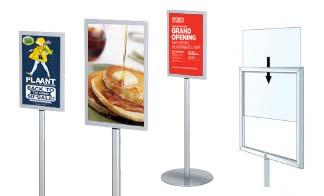 Powder-Coated Silver Metal Double-Sided Sign Holder Poster Display - 25L x  15W x 63H
