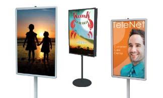 Menu & Poster Display Stand w/BRASS Frame 30H x 22W - Neon Markerboard  Included