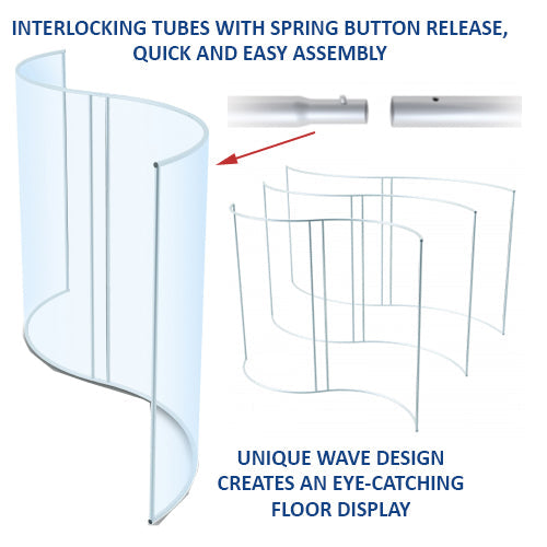 12' Wide Extra Large Wave-Shaped Banner Stands (6' x 20" Deep)