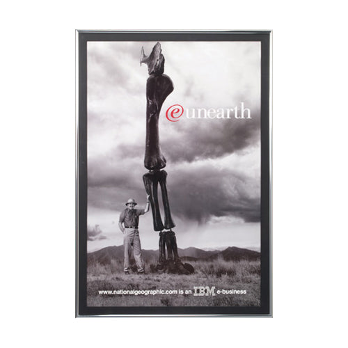 POLISHED SILVER 12x36 FRAME with RAVEN BLACK MATBOARD
