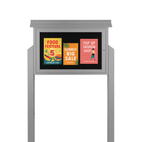 ECO-Design 28x20 Outdoor Freestanding Mid-Range Information Message Board, Double-Sided Cabinet in 6 Faux Wood Finishes