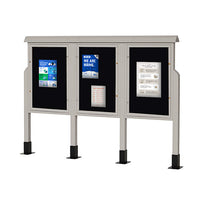 3-IN-ROW Kiosk ECO-Design Outdoor Freestanding Information Message Boards -Faux Wood Cabinet