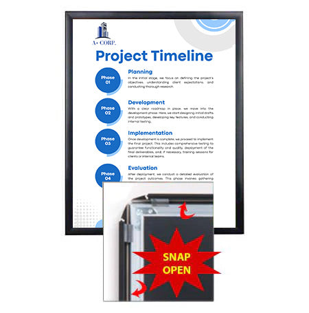 24 x 36 SwingSnap Front Loading Poster Snap Frame with 1 1/4" Wide Metal Frame Profile, Quick Change