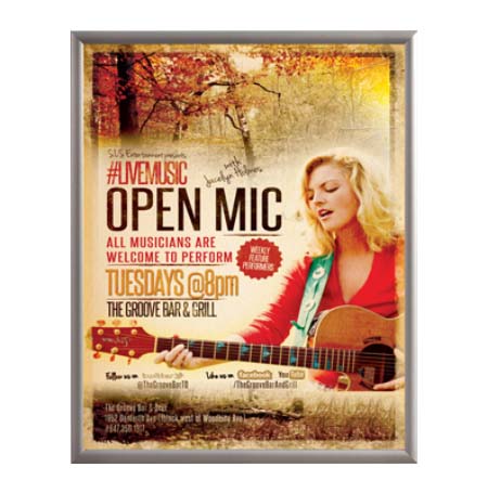 Weatherproof 22x28 Snap Frame Poster Sign Holder | Silver Metal Frame Finish