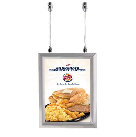 Ceiling Mount Display 8.5x11 Snap Frame Poster Sign Holder | Two-Sided Silver Metal Frame Finish