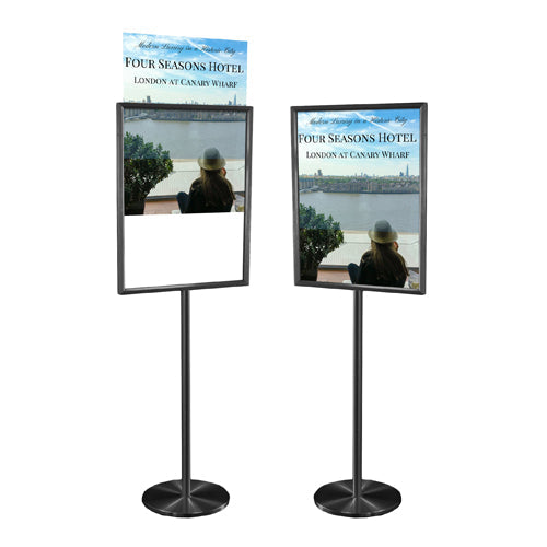 8.5 x 11 Sign Stand | Gold Finish Pedestal Sign Holder with Weighted Base