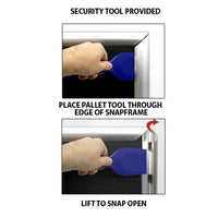 SECURITY TOOL PROVIDED FOR EASY CHANGE of POSTERS 36x96