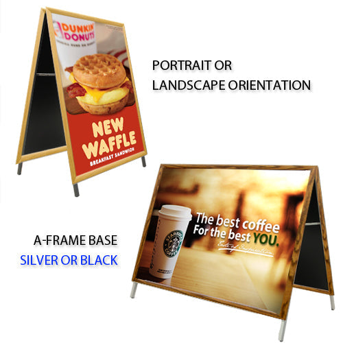 27x39 A-FRAME SIGN HOLDER with WOOD SNAP FRAME (not shown to scale) AVAILABLE IN BOTH PORTRAIT AND LANDSCAPE