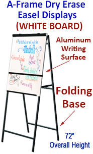 A-Frame Dry Erase Easel Displays - White Aluminum Board (Folding Legs)