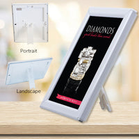 Display White frame portrait or landscape, snap open all 4 sides to place graphics or photographs