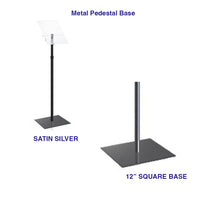 Angled Acrylic Poster Floor Stand on Pole with 12" Square Base and Adjustable Telescopic Pole 26" - 50"