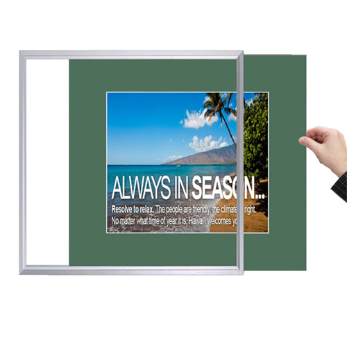 SIDE LOADER SIGN FRAME 16" x 20" WITH 4" WIDE MAT BOARD (SHOWN IN SILVER WITH WILLIAMSBURG GREEN MATBOARD)