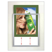 TOP LOADER SIGN FRAME 8 1/2" x 11" WITH 2" WIDE MAT BOARD (SHOWN IN SILVER WITH GREEN MAT BOARD)