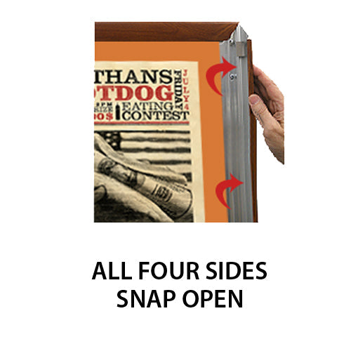 ALL 4 WOOD FRAME RAILS SNAP OPEN FOR EASY CHANGE of POSTERS 13 x 19