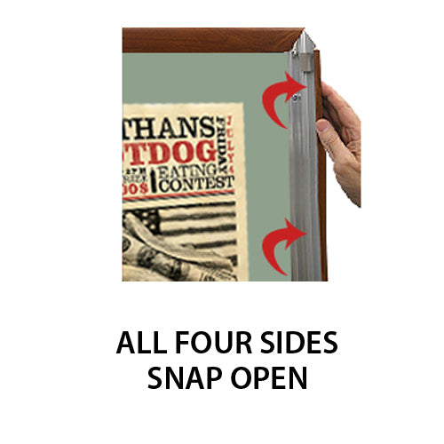 ALL 4 WOOD FRAME RAILS SNAP OPEN FOR EASY CHANGE of POSTERS 18 x 24