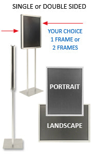 8.5x11 Pedestal Sign Holder with Square Base | Slide-In Frame Design