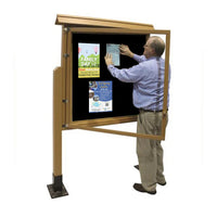 ECO-Design 41x42 Outdoor Free Standing Enclosed MEGA Message Information Boards, Faux Wood Style Single Sided Viewing