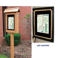 ECO-Design 12x20 Outdoor Freestanding SLENDER Information Message Boards, Single Post, Double-Sided Portrait Size