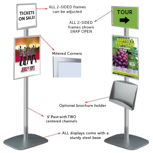 A4 Poster Stands Floor Standing With Optional Leaflet Holder Add Ons