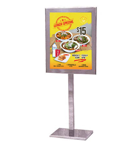 Heavy-Duty, Indestructible Steel 22x28 Sign Holder Floor Stand - Single Pole, Double-Sided Frame