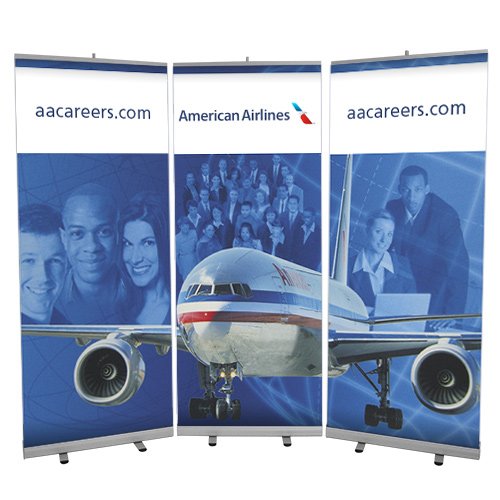 HIGHLAND Triple Retractable Banner Stand Kit | 31.5" Wide Banners with Set of 3 Single-Sided Bannerstands Includes Hard Case