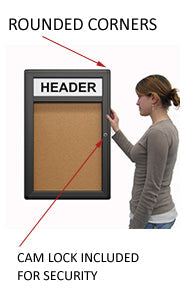 Indoor Enclosed Poster Swing Cases with Header (Single Door) (Rounded Corners)