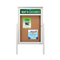 Free-Standing EXTREME WeatherPLUS™ Outdoor Enclosed Poster Cases with Personalized Message Header | Single Locking Door