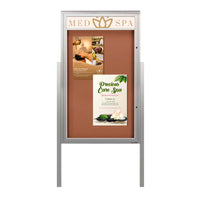 Free-Standing EXTREME WeatherPLUS™ Extra Large Outdoor Enclosed Poster Cases with Posts and Personalized Message Header | Single Locking Door 15+ Sizes