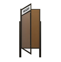 Extra Large Outdoor Enclosed Poster Display Case with Header, Lights and Leg Posts (SwingCase Single Door)