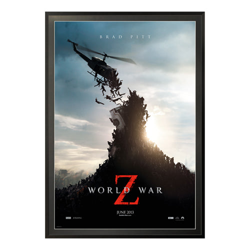 12x24 MOVIE POSTER PICTURE FRAME DISPLAY SHOWN in SATIN BLACK FRAME with RAVEN BLACK MATBOARD