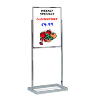 24 x 36 Dry Erase White Board Pedestal Sign Holder with Open Face Board, Double Sided, Silver Chrome Aluminum