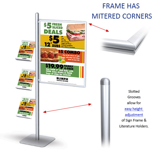 Slide In POSTO-STAND™ 8 Foot Standing Poster Display 24x36 with Offset ...
