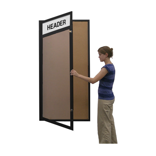 "SwingCase" Extra Large Indoor Enclosed Poster Cases Lighted with Personalized Header | Single Locking Frame Door | 15+ Sizes