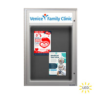 EXTREME WeatherPLUS™ Outdoor Enclosed Poster Cases with Personalized Message Header + LED Lights 
