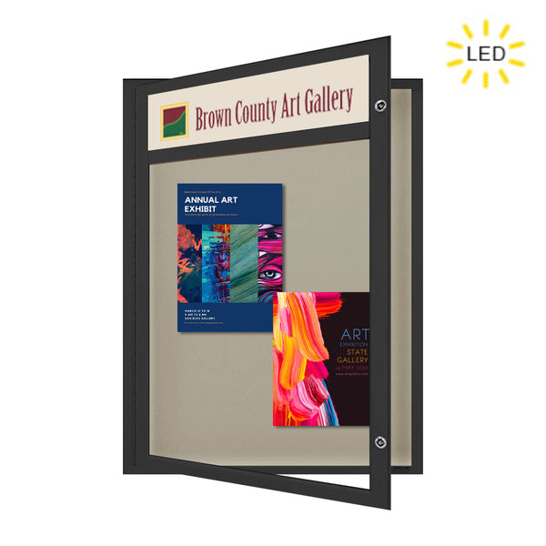 EXTREME WeatherPLUS™ Outdoor Enclosed Poster Cases with Personalized Message Header + LED Lights | Open Frame