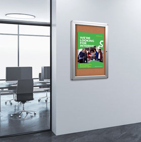 Indoor Enclosed Poster Display Cases with Rounded Corners | Wall Mount SwingCases