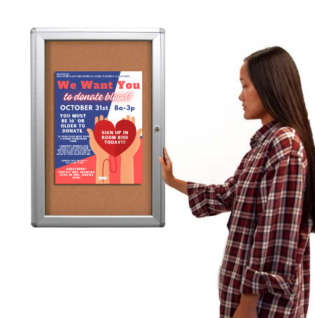 Indoor Enclosed Poster Display Cases with Rounded Corners | Wall Mount SwingCases