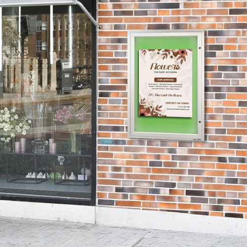 Extreme WeatherPlus Radius Edge Outdoor Poster Display Case with LED Lighting | Shown in Silver Frame