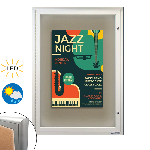 Extreme WeatherPlus Radius Edge Outdoor Poster Display Case with LED Lighting | Available in 4 Frame Finishes