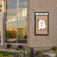 EXTREME WeatherPLUS™ XL Radius Edge Outdoor Enclosed Poster Cases Personalized Header + LED LIGHTS | Shown in In Black Frame Finish 