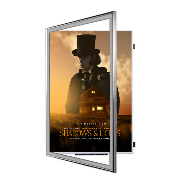 SwingFrame 36x48 Poster Frame | Classic Metal Poster Display with Beveled Matboard | Swings Open for Graphic Changes