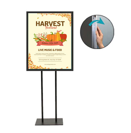 Double Pole Floor Stand 24x30 Sign Holder | Snap Frame 1 1/4" Wide