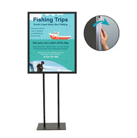 Double Pole Floor Stand 24x24 Sign Holder | Snap Frame 1 1/4" Wide